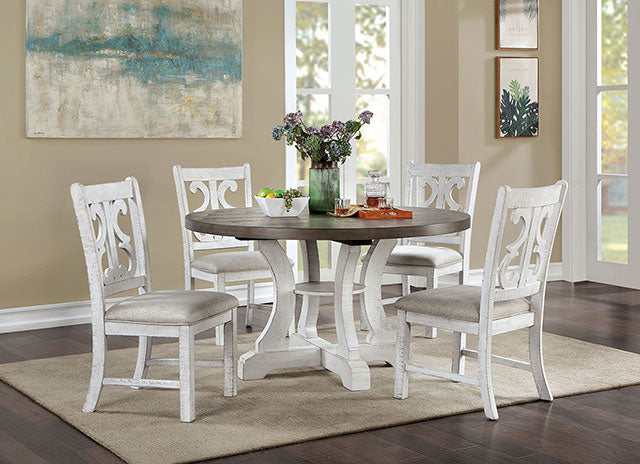 Auletta Distressed White/Gray Round Dining Table - Ornate Home