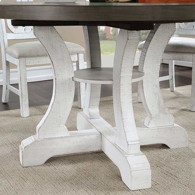 Auletta Distressed White/Gray Round Dining Table - Ornate Home