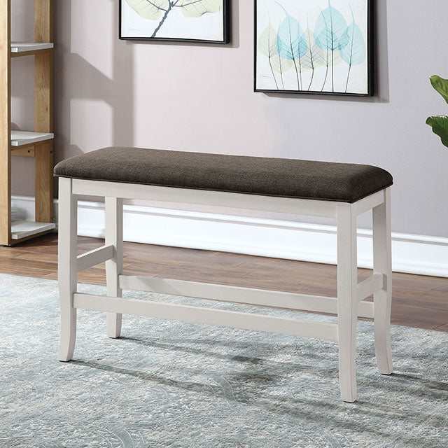 Heidelberg Off-White/Dark Gray Counter Height Bench - Ornate Home