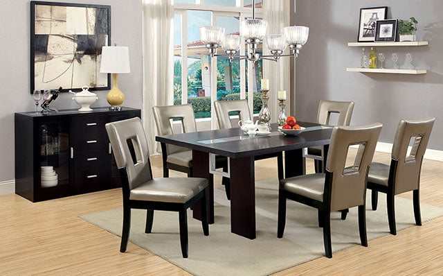 Luminar Black Glass-Insert Dining Table - Ornate Home