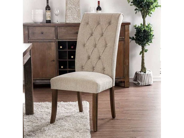 Sania Rustic Oak & Beige Dining Chair (Set of 2) - Ornate Home