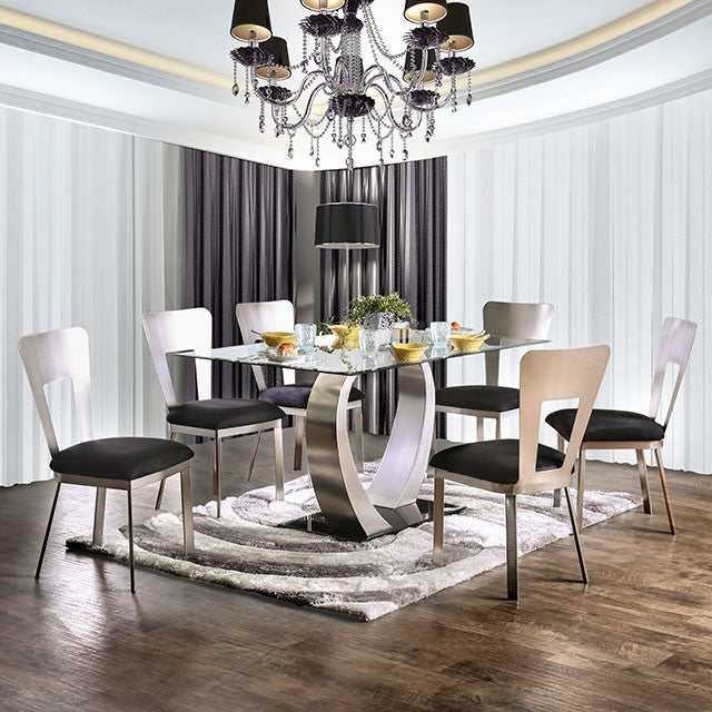 Nova Silver/Black Dining Table - Ornate Home