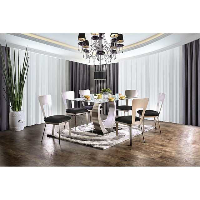 Nova Silver/Black Dining Table - Ornate Home