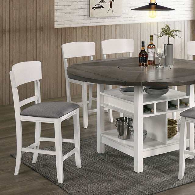 Stacie White/Gray Counter Height Round Dining Table - Ornate Home