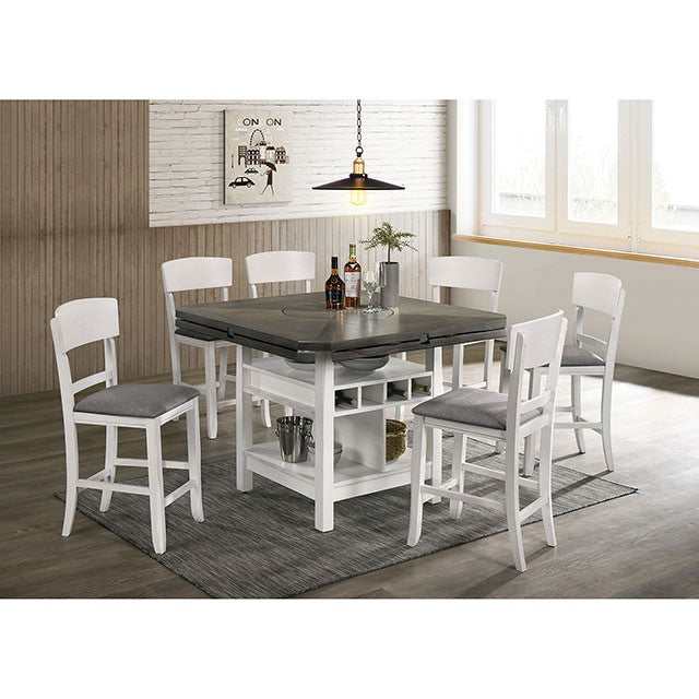 Stacie White/Gray Counter Height Round Dining Table - Ornate Home