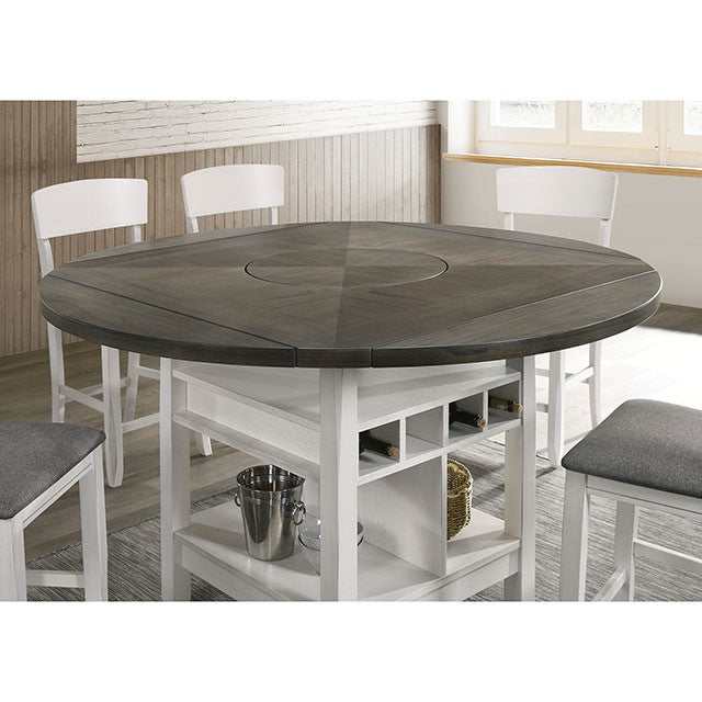 Stacie White/Gray Counter Height Round Dining Table - Ornate Home