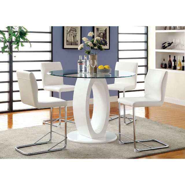 Lodia White Round Counter Height Table - Ornate Home