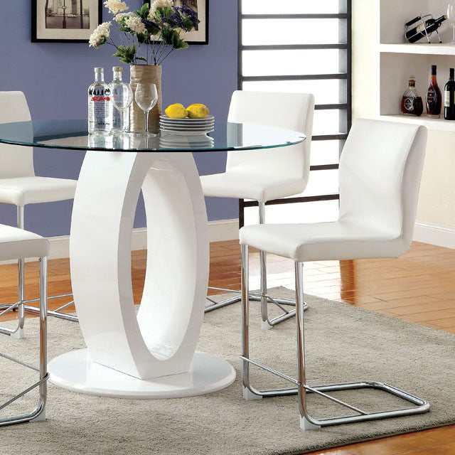 Lodia White Round Counter Height Table - Ornate Home