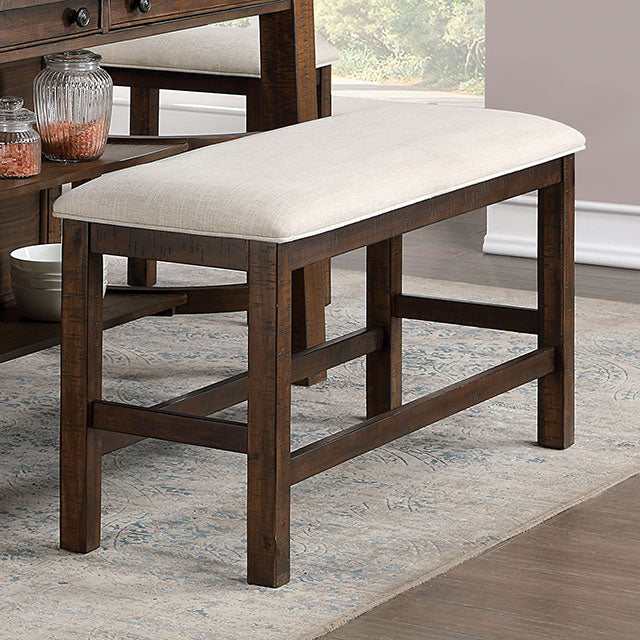 Fredonia Rustic Oak/Beige Counter Height Bench - Ornate Home