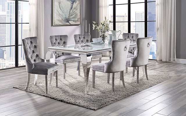 Neuveville White/Chrome Dining Table - Ornate Home