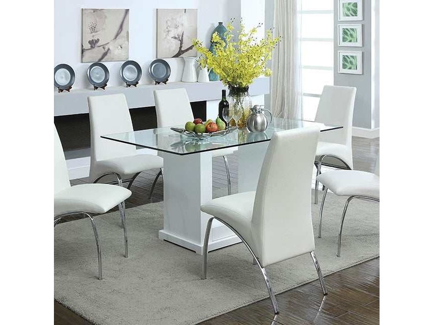 Eva White/Clear Dining Table - Ornate Home