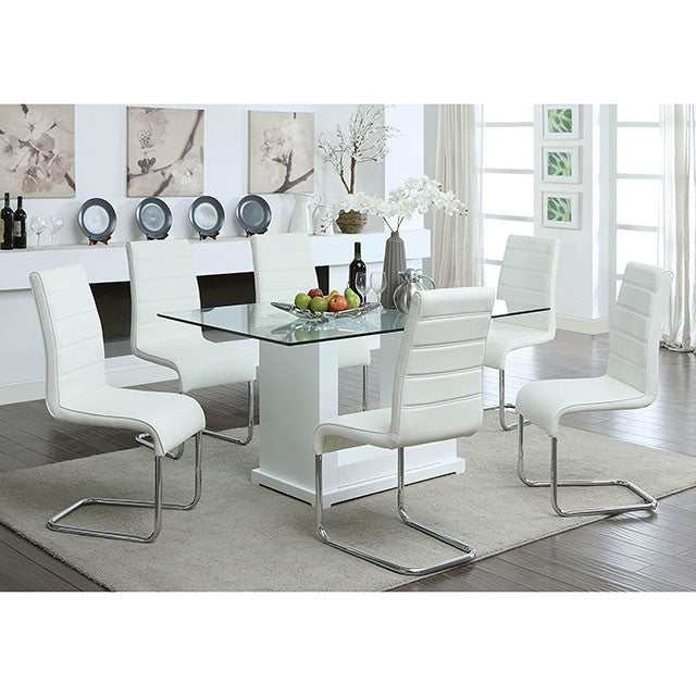 Eva White/Clear Dining Table - Ornate Home