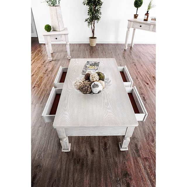 Joliet Antique White Coffee Table - Ornate Home