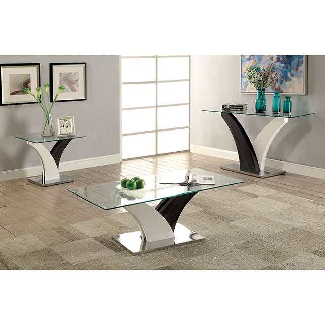 Sloane White/Dark Gray/Chrome End Table - Ornate Home