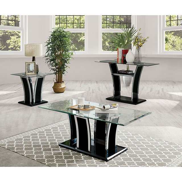 Staten Glossy Black/Chrome End Table - Ornate Home