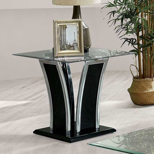 Staten Glossy Black/Chrome End Table - Ornate Home