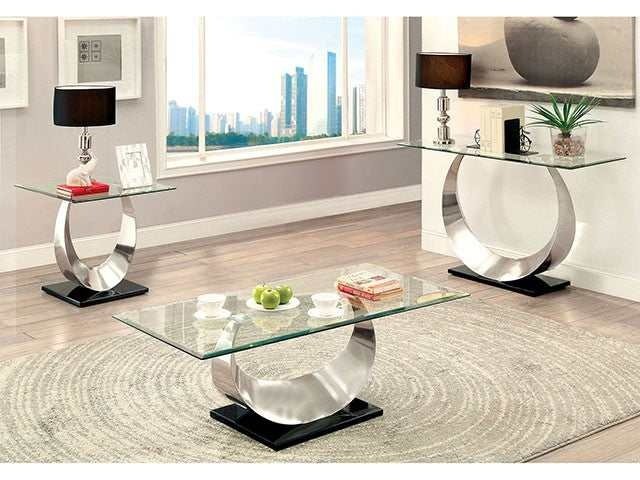 Orla Satin Plated/Black End Table - Ornate Home