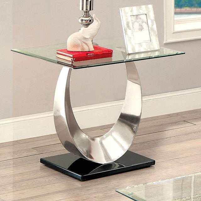 Orla Satin Plated/Black End Table - Ornate Home