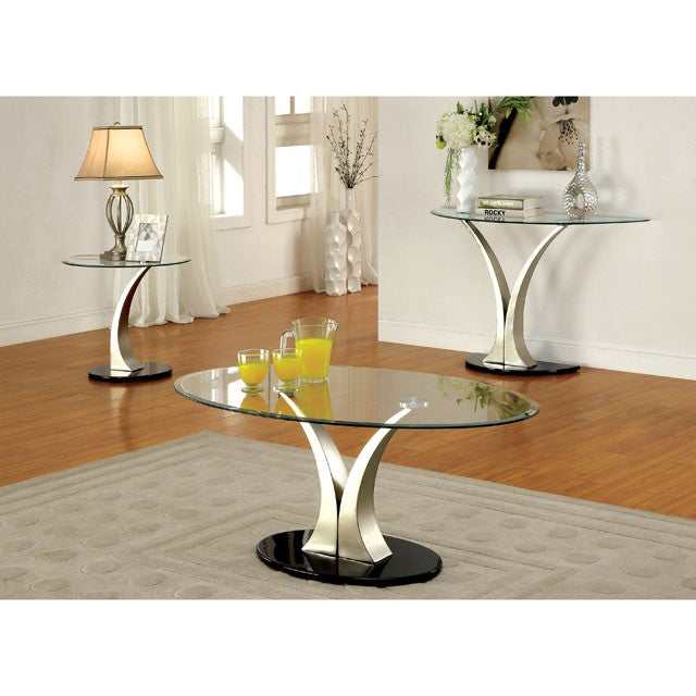 Valo Satin Plated/Black Coffee Table - Ornate Home