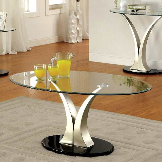 Valo Satin Plated/Black Coffee Table - Ornate Home