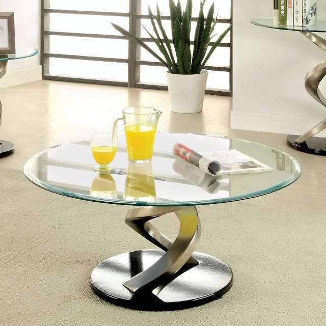 Nova Satin Plated/Black Coffee Table - Ornate Home