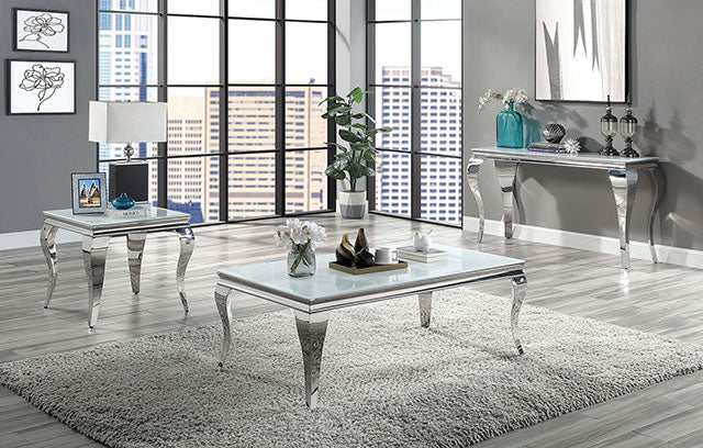 Wetzikon White/Silver Coffee Table - Ornate Home