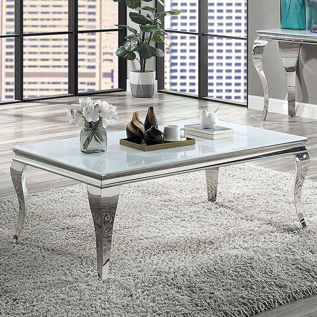 Wetzikon White/Silver Coffee Table - Ornate Home