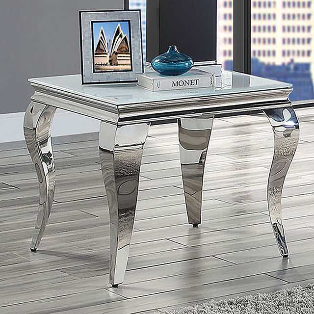 Wetzikon White/Silver End Table - Ornate Home