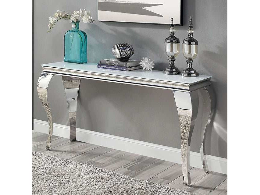 Wetzikon White/Silver Sofa Table - Ornate Home