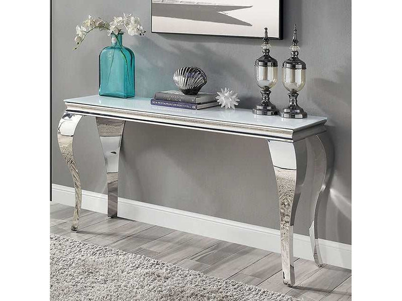 Wetzikon White/Silver Sofa Table - Ornate Home