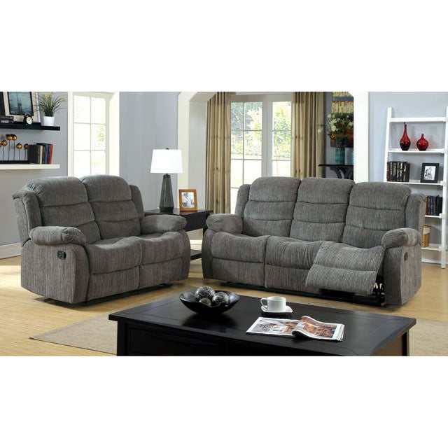 Millville Gray Loveseat w/ 2 Recliners - Ornate Home