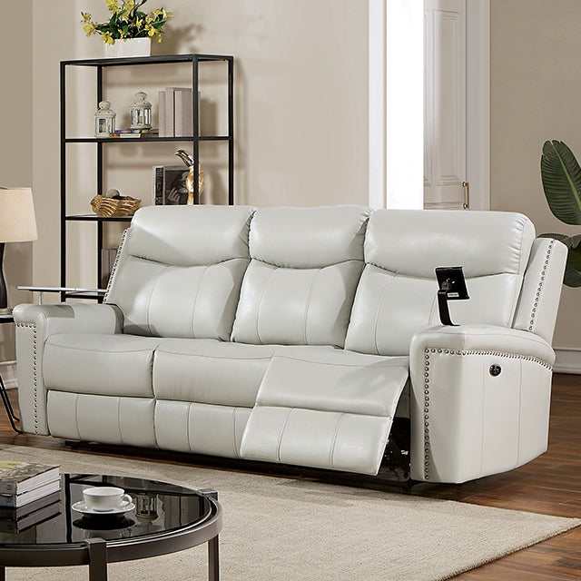 Florine Light Gray Power Reclining Sofa - Ornate Home