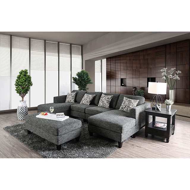 Lowry Gray Sectional & Ottoman - Ornate Home