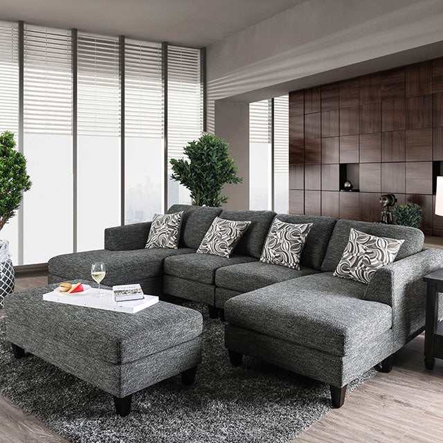 Lowry Gray Sectional & Ottoman - Ornate Home