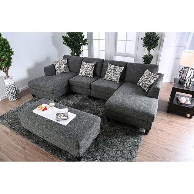 Lowry Gray Sectional & Ottoman - Ornate Home