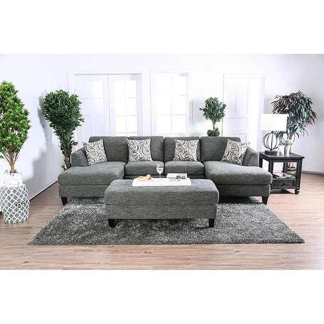 Lowry Gray Sectional & Ottoman - Ornate Home