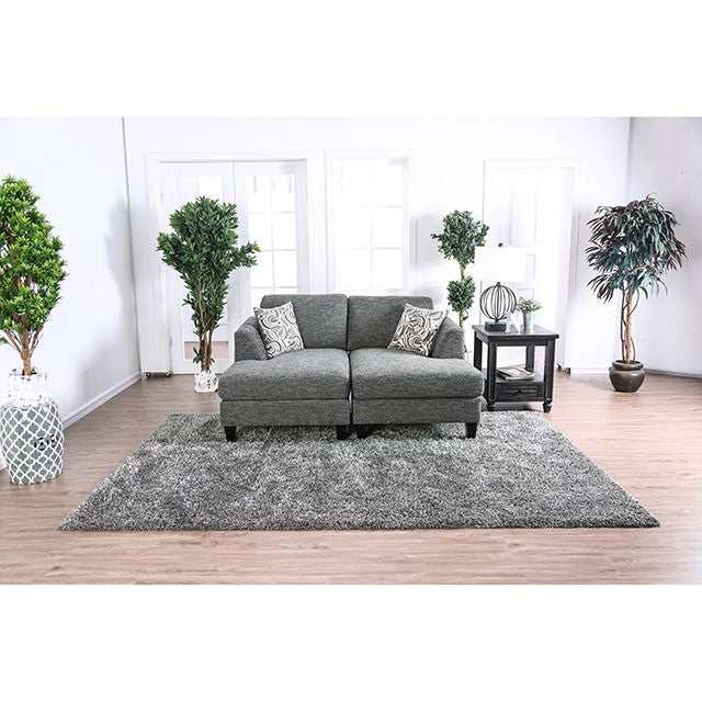 Lowry Gray Sectional & Ottoman - Ornate Home