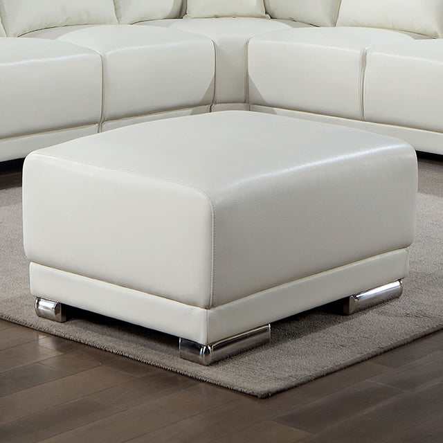 Althea White Ottoman - Ornate Home