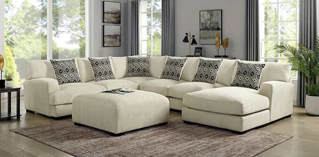 Kaylee Beige U-Shaped Sectional & Ottoman - Ornate Home