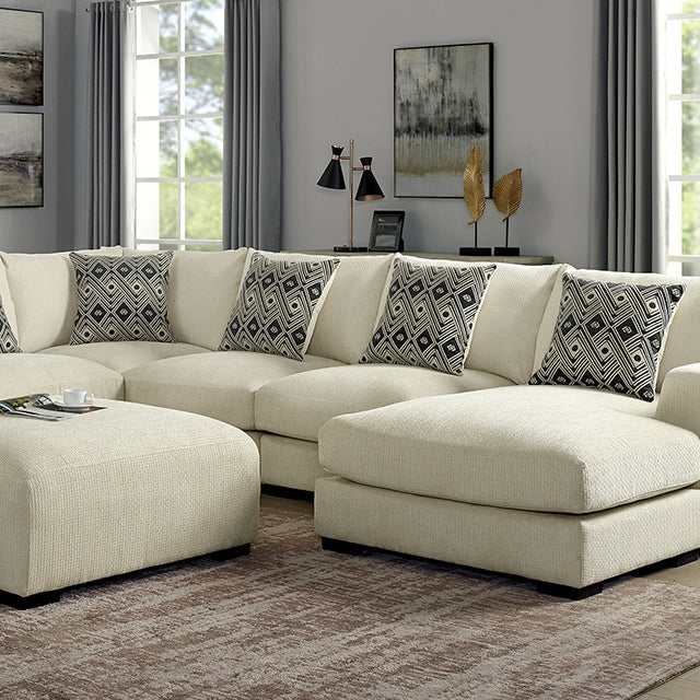 Kaylee Beige U-Shaped Sectional & Ottoman - Ornate Home