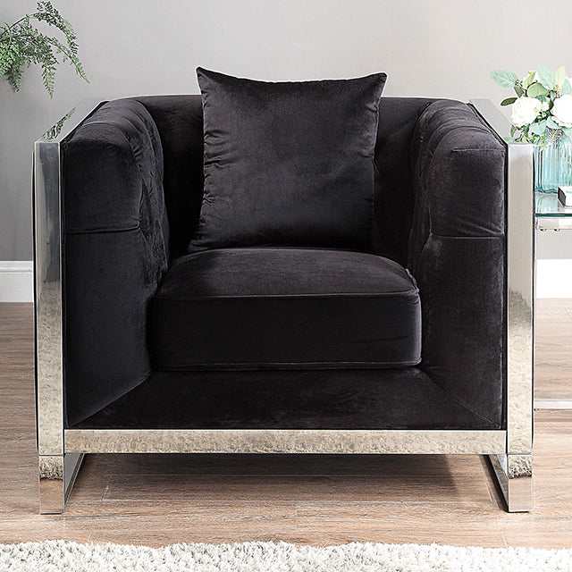 Evadne Black Chair w/ Pillow - Ornate Home