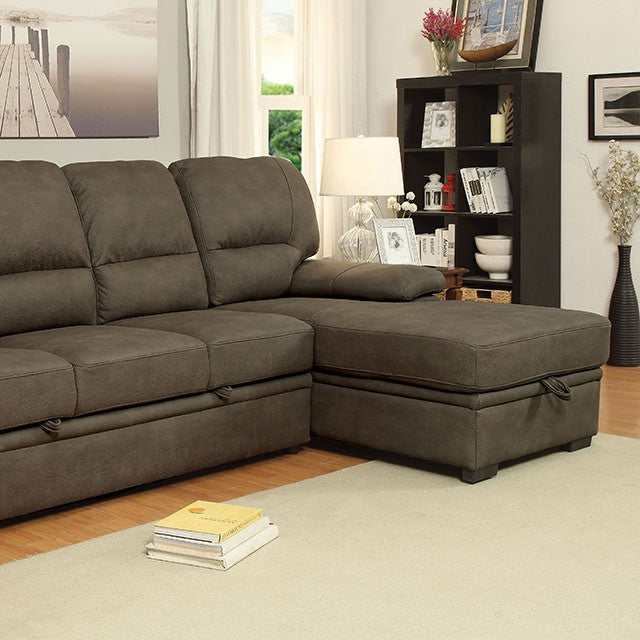 Alcester Brown Sectional w/ Sleeper - Ornate Home