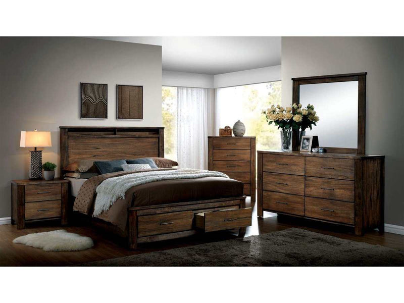 Elkton Antique Oak 5pc Queen Bedroom Set w/ 2 nightstands - Ornate Home