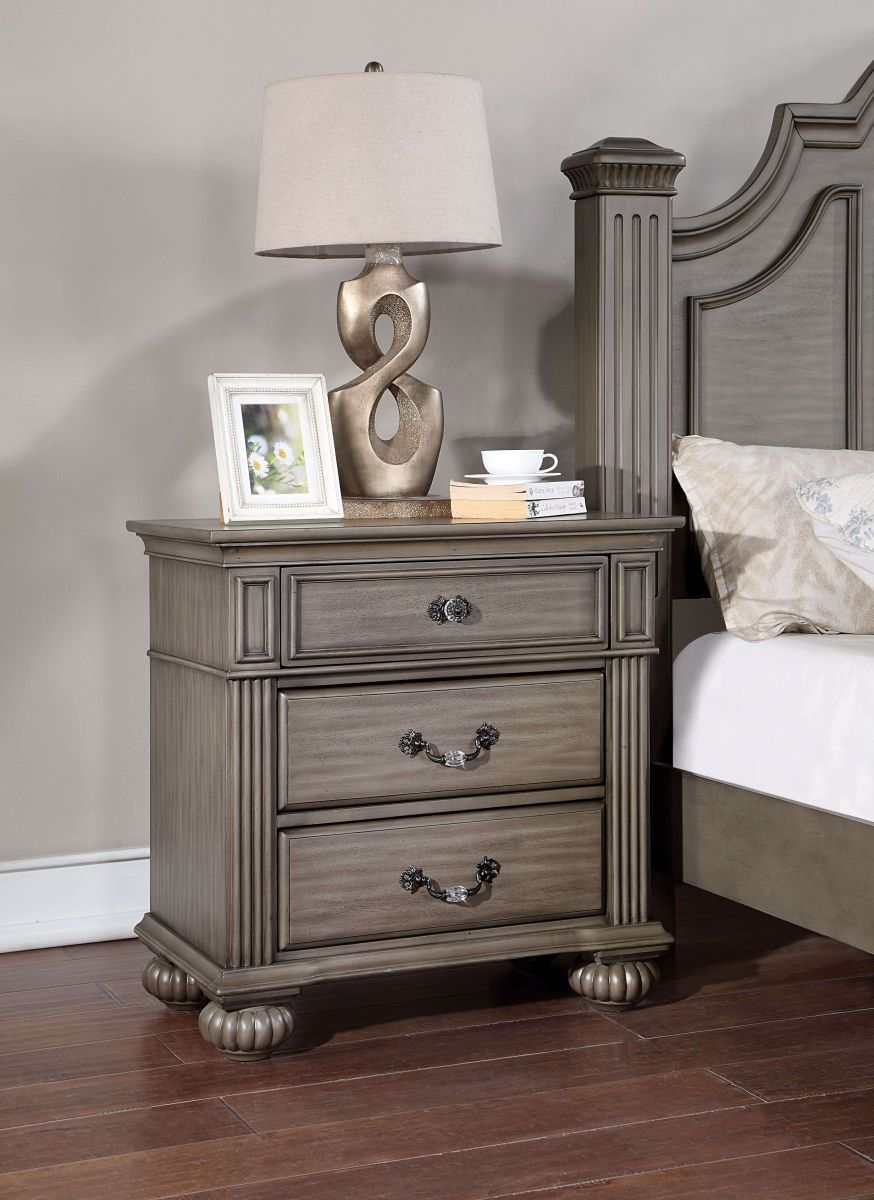 Syracuse Gray E. King 5pc Bedroom Set w/ 2 Nightstands - Ornate Home