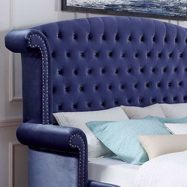 Alzir Blue Eastern King Bed - Ornate Home