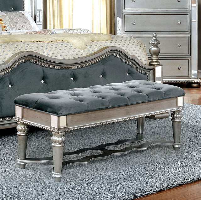 Azha Silver/Gray Bench - Ornate Home