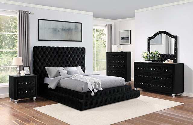 Stefania Black Eastern King Bed - Ornate Home