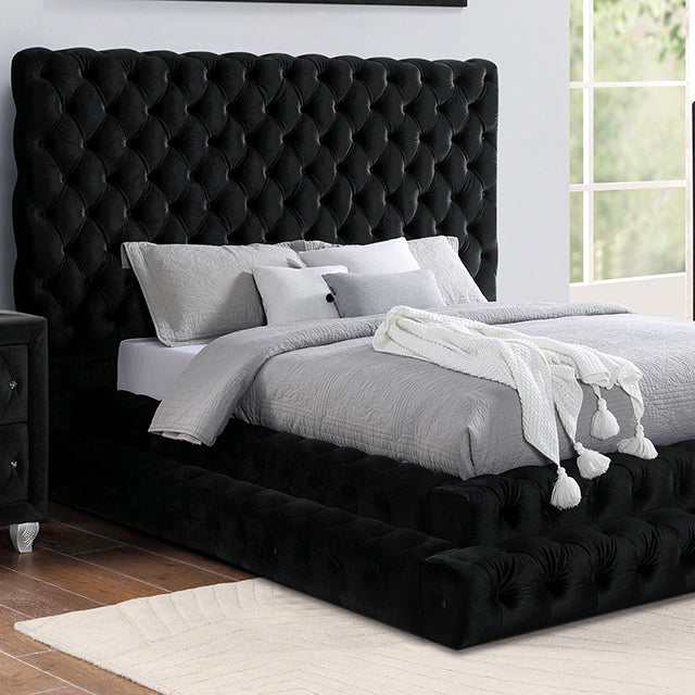 Stefania Black Eastern King Bed - Ornate Home