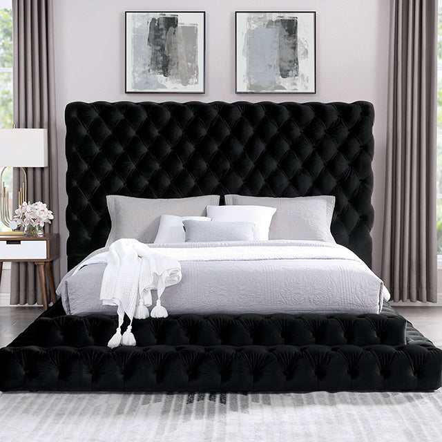 Stefania Black Eastern King Bed - Ornate Home