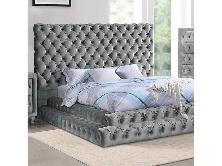 Stefania Gray Eastern King Bed - Ornate Home